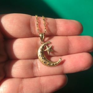 10k Moon and Star Charm